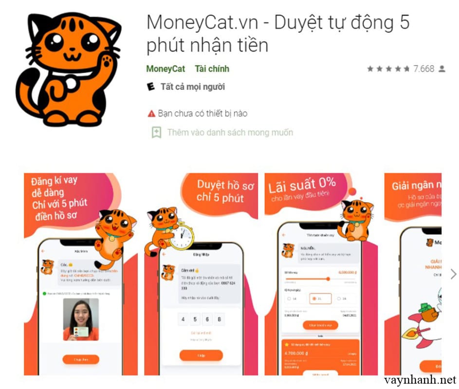  MoneyCat – Vay tiền trực tuyến nhanh nhất 